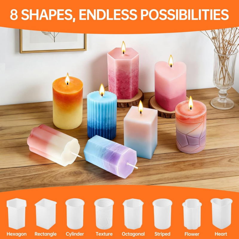 8 Silicone Candle Mold Set，Inc - Wooden Wick Candle review and price