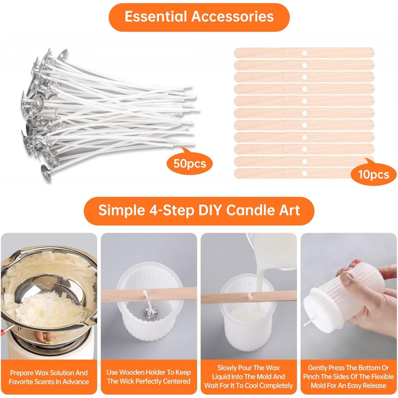 8 Silicone Candle Mold Set，Inc - Wooden Wick Candle review and price